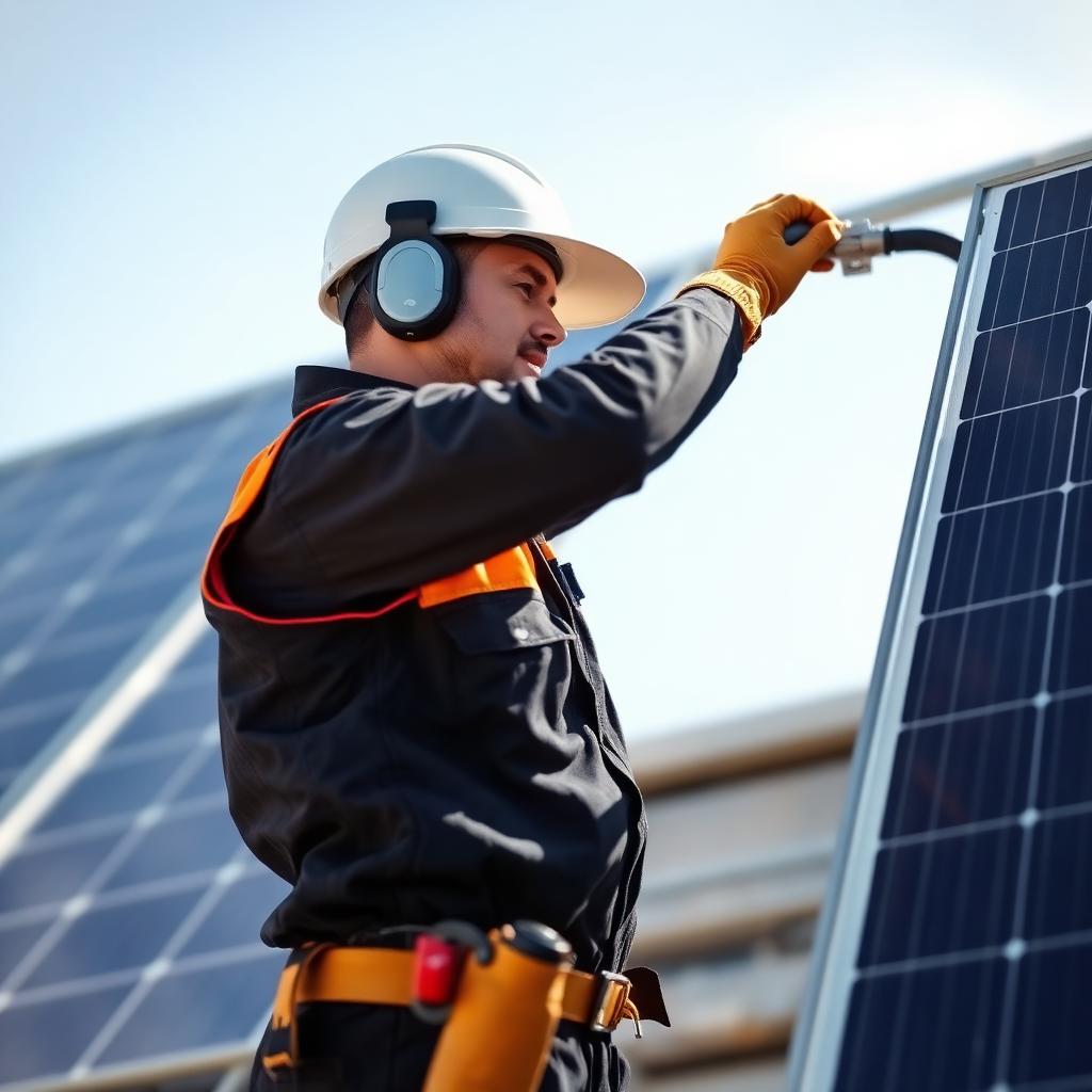 Técnico Francsolar realizando instalação